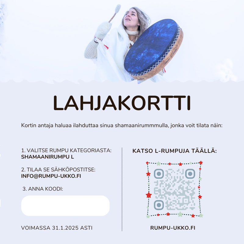 Lahjakortti-rumpu-ukon-verkkokauppaan Lahjakortti – Shamaanirumpu L-kokoinen, sis. postikulut - Image 1